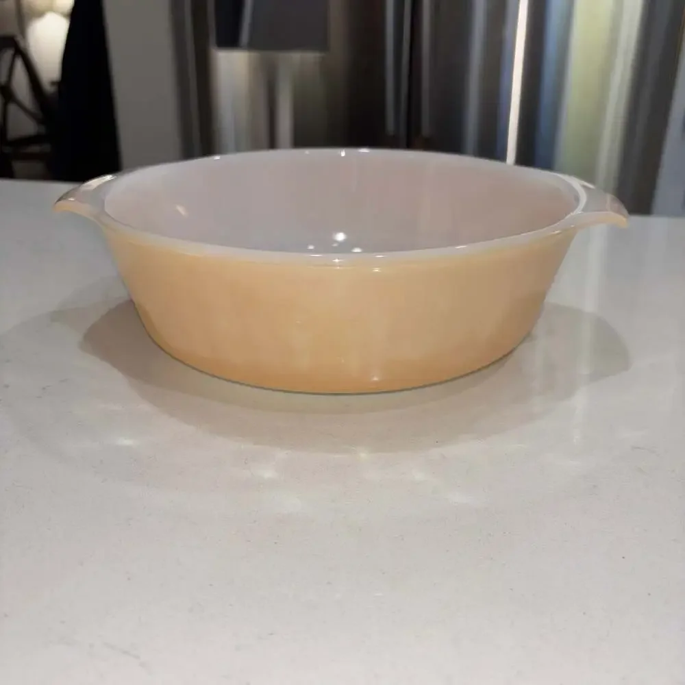 Vintage Fire-King Peach Luster Casserole Baking Dish #437 1 1/2 Qt Milk Glass